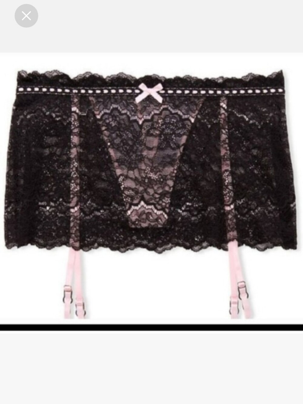 Victoria's secret dream Angel's ribbon slot  skirted V-string Panty Garter Belt